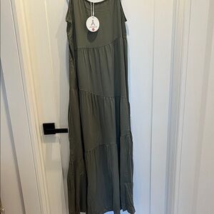 A New Day Olive Tiered Sleeveless Maxi Dress